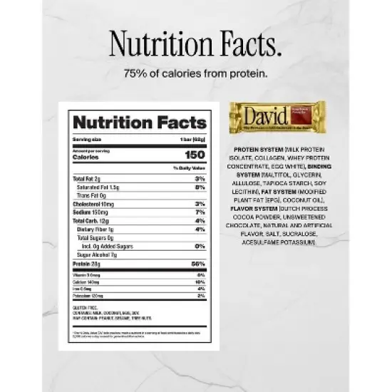 David Protein Bars with 28g Protein&nbsp;- Fudge Brownie Flavor - 12ct image {7}