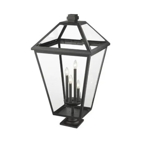 Talbot Outdoor Pendant Light - Black Steel, 4 Bulbs, Dimmable, Wet Rated, 19.5" x 36.75" image {1}