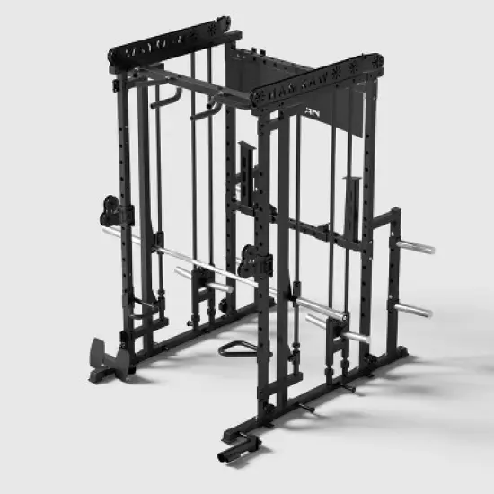 Waxman Smith Machine 2200LB Squat Rack with Cable Crossover, Lat Pulldown, Leg Hold, Low Row, Home Gym System with 340LB Black Plates image {1}
