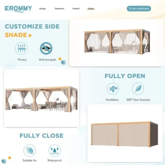 EROMMY 24 Ft. W X 12 Ft. D Louvered Pergola With Louvered Roof For Decks, Gardens And Backyards image {7}