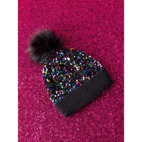 Shiraleah Black Sequin Beanie image {2}