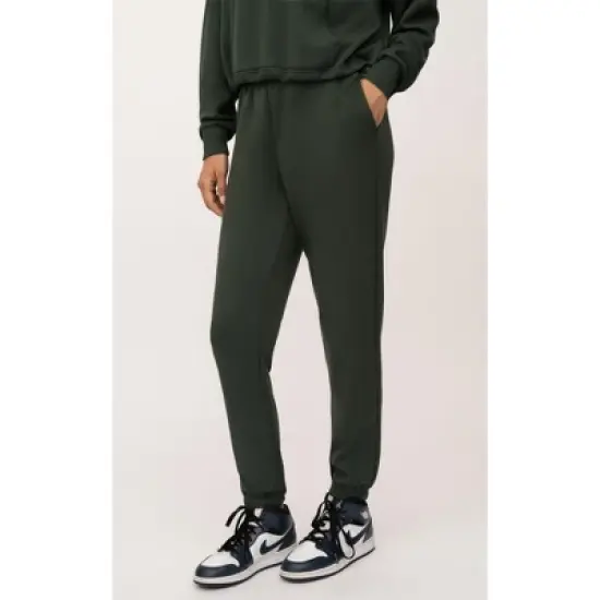 90 Degree By Reflex Womens Softlite Scuba Modal Nadia Half Zip Pullover Crop with Cinched Hem and Taylor Jogger Set image {3}