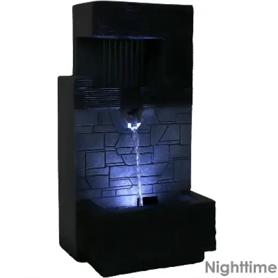 Sunnydaze Indoor Home Office Polyresin Modern Tiered Brick Wall Tabletop Water Fountain with LED Light - 13" image {2}