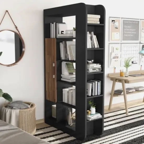 70.87" Triaga Multi Shelf Bookcase Black - miBasics image {3}