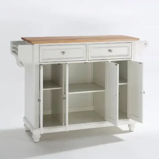 Cambridge Natural Wood Top Kitchen Island White - Crosley image {8}