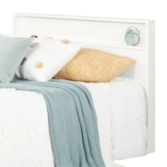 Full/Queen Kanagane Headboard with Shelf Pure White - South Shore image {4}