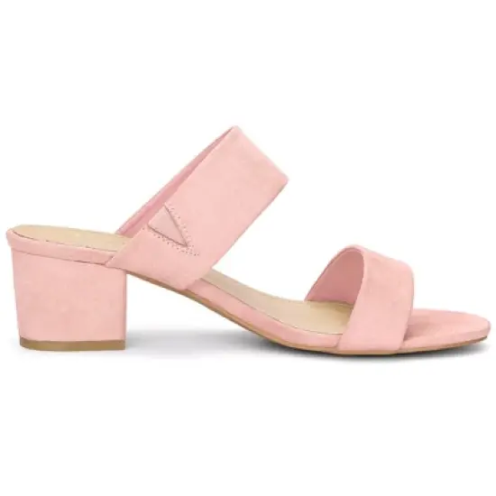 Allegra K Women's Block Heel Dual Straps Slide Sandals image {5}