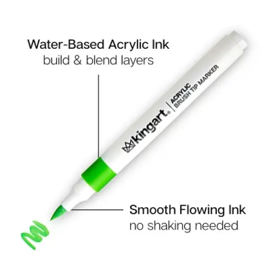 KINGART Acrylic Brush Tip Markers, 24 Colors image {2}