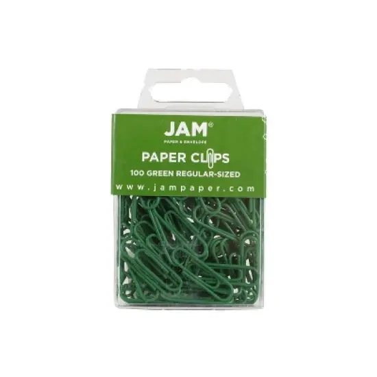 JAM Paper Colored Standard Paper Clips Small 1 Inch Green Paperclips 2183752A image {1}