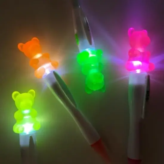 Scented Gummy Bear Highlighters with Lights (4 Pack) - Fun Scents, Light-Up Toppers, Matching Colors image {4}