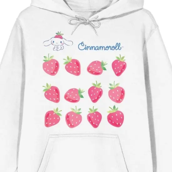 Cinnamoroll Strawberries Women's White Pullover Hoodie image {1}