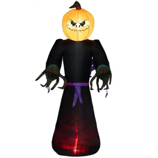 LOVSON 7-foot Halloween inflatable outdoor decoration, Grim Reaper ghost pumpkin, suitable for gardens, lawns, parties, waterproof design image {8}
