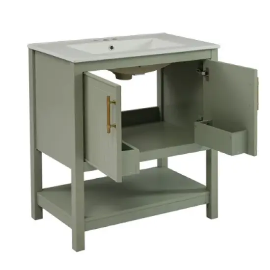 30" Bathroom Vanity with Ceramic Sink and Versatile Storage - Ideal for Small Bathrooms 4B - ModernLuxe image {7}