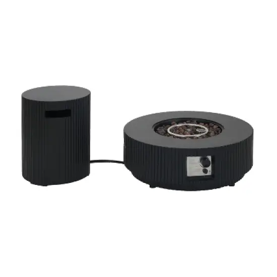 Christopher Knight Home Elisha Outdoor 40,000 BTU Lightweight Concrete Fire Pit Table with Tank Holder and Lid image {1}