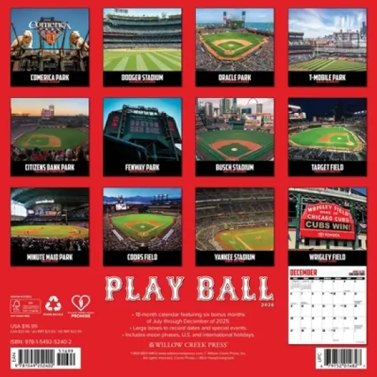 Willow Creek Press 2026 Play Ball Wall Calendar image {1}