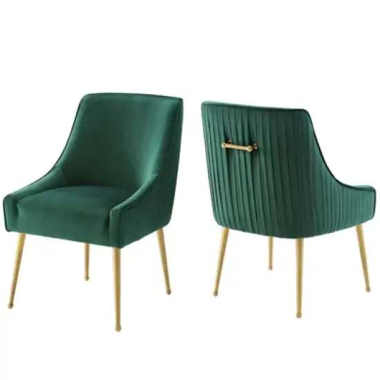 Set of 2 Discern Pleated Back Upholstered Performance Velvet Dining Chairs - Modway image {6}