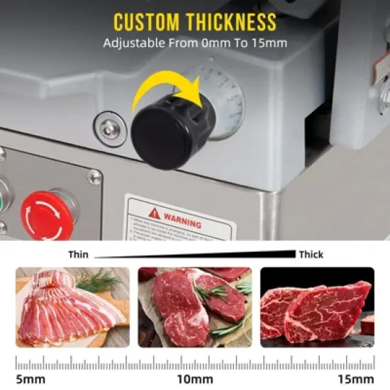 Electric Food Slicer, Full-Auto Stainless Steel Electric Food Cutter Machine with Adjustable Thickness image {2}