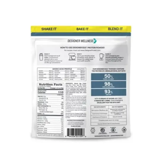 Designer Protein Egg Paleo and Keto Friendly Egg White & Yolk Protein Powder - Classic Vanilla - 12.4oz image {1}