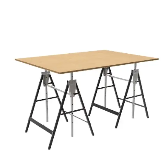 MaseiKar Heavy-Duty Adjustable Sawhorse Brackets 2 Pack, 2x4 Sawhorse Lifting Bracket, Stainless Steel Folding Sawhorse Stand, Workbench Support image {8}