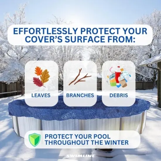 Swimline Hydrotools Leaf Net Heavy Duty Winter Leaf Net Pool Cover for 33 Ft Above Ground Swimming Pools, Oval Design, Black image {1}