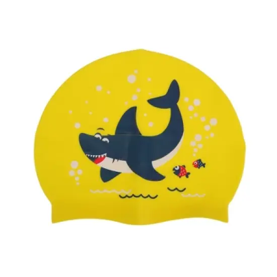 Unique Bargains Kid's Silicone Waterproof Cartoon Shark Swim Cap 1 Pc image {8}