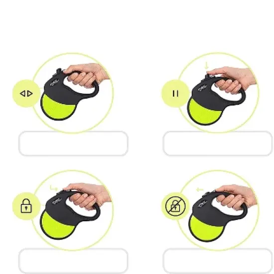 DDOXX 13.1 ft Retractable Small Dog Leashwith Strong Reflective Nylon Strips and Break & Lock System - Black & Yellow image {4}