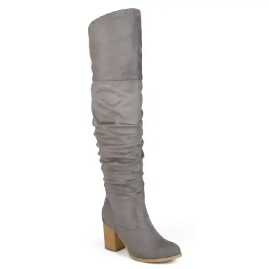 Journee Collection Womens Kaison Wide Calf Stacked Heel Over The Knee Boots image {10}