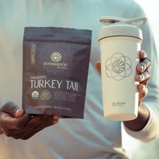 Sunwarrior Organic Turkey Tail Mushroom Powder, Be Well Turkey Mushroom Immune Support, Microbiome Gut Health Support, 50 Servings 100g Pouch image {5}