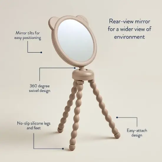 Itzy Ritzy Itzy Peek Stroller Mirror with Easy Attach Design - Tan Bear image {4}