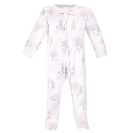Touched by Nature Baby Organic Cotton Zipper Sleep and Play 3pk, Gray Woodland image {3}