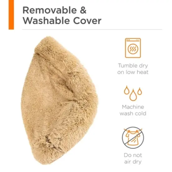 Best Choice Products Dog Bed Self-Warming Plush Shag Fur Donut Calming Pet Bed Cuddler - Brown image {5}