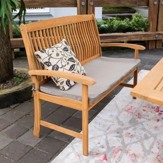 Cambridge Casual 6pc Caterina Teak Wood Outdoor Dining Set with Beige Cushion: Weather-Resistant, 2" Umbrella Hole, Galvanized Steel Hardware image {4}