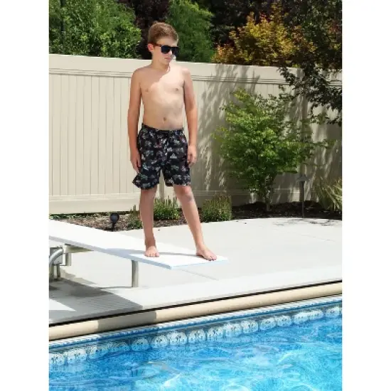 Monster Jam Boys' Dragon Zombie Grave Digger Megalodon Allover Swim Trunks Black image {4}