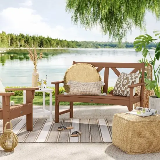 5' x 7' Woven Stripe Outdoor Rug Khaki/Ivory - Threshold&trade; image {1}