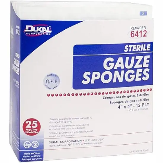 Dukal Sterile Gauze Sponges 12-Ply 4" X 4", 25 Ct image {5}