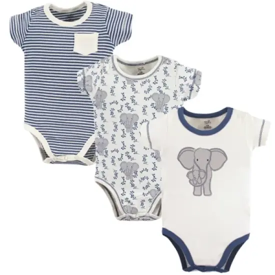 Touched by Nature Baby Boy Organic Cotton Bodysuits 3pk, Elephant image {4}