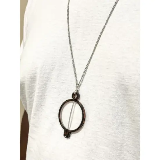 Calabria 2945R Monocle Fold Reading Glasses&Silver Chain Necklace image {4}