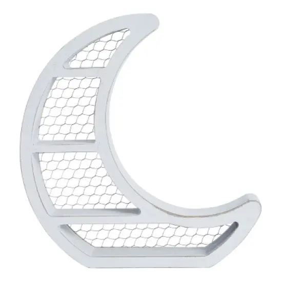 Farmlyn Creek Small Wooden Crescent Moon Wall Shelf for Crystals & Essential Oils, Rustic Home Wall Decor for Nursery, White, 10.7 x 11.2 x 2 In image {6}