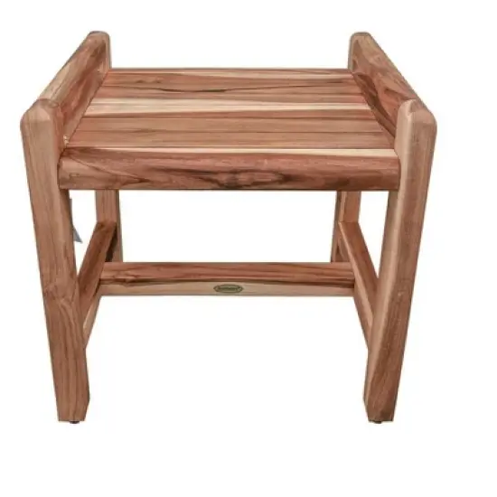 EcoDecors&reg; Eleganto&reg; 20" Teak Wood Shower Bench with LiftAide&reg; Arms in EarthyTeak Finish image {9}