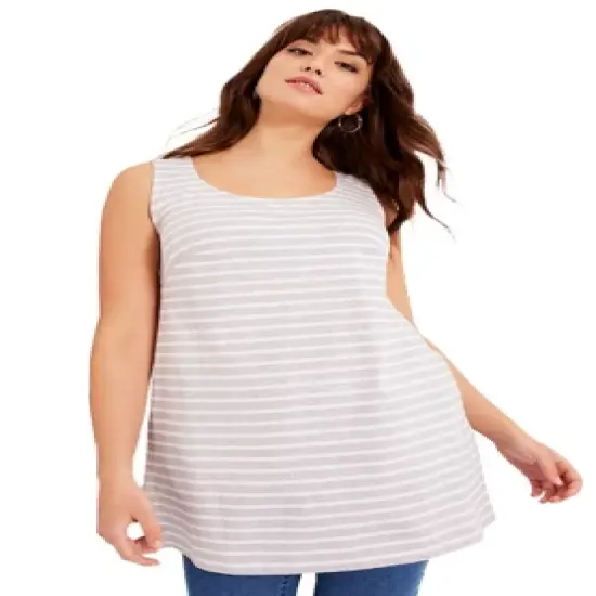 June + Vie by Roaman's Women&rsquo;s Plus Size Scoopneck One + Only Tunic Tank image {4}