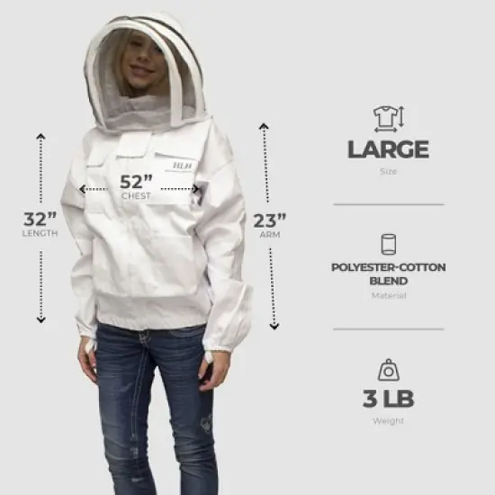Harvest Lane Honey Beekeeping Jacket, Protective Beekeeper Clothing with 4 Pockets and Fencing Veil Bug Net Hat, Unisex Sizing, Large image {4}