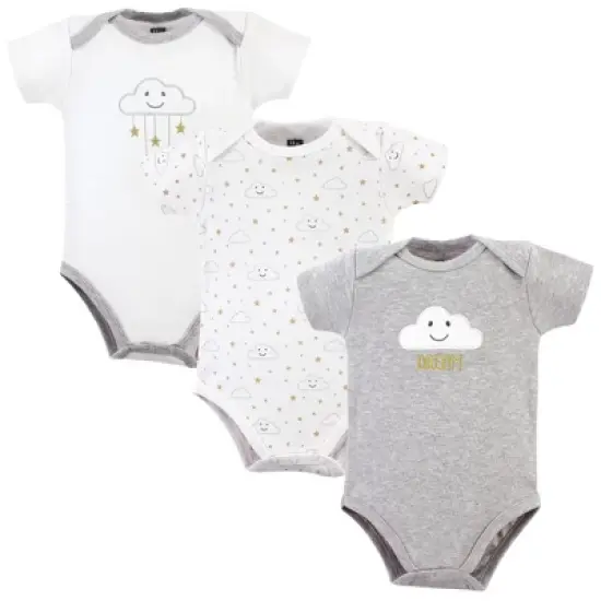 Hudson Baby Cotton Bodysuits 3pk, Gray Clouds image {1}