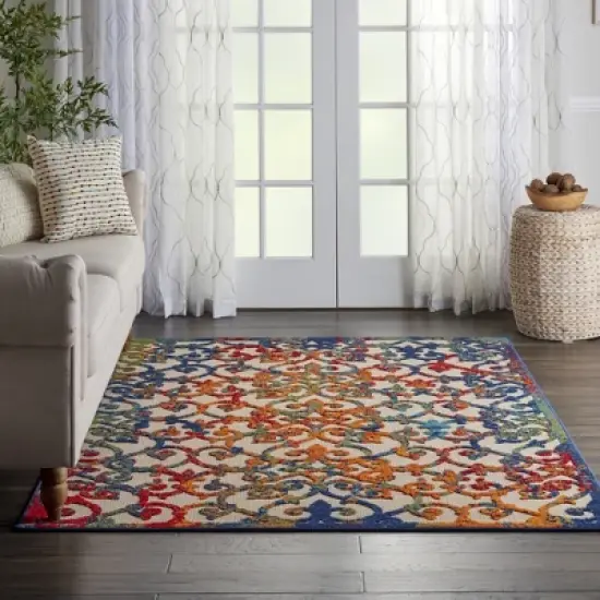 Nourison Aloha Contemporary Scroll Outdoor Rug image {1}