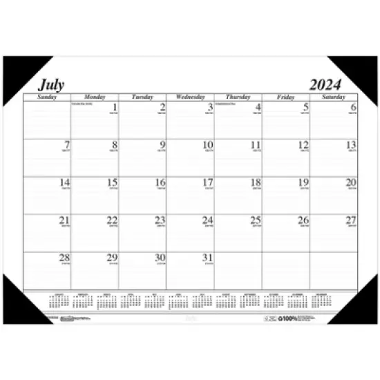 House of Doolittle&reg; Monthly Academic Calendar Economy Desk Pad, 14 Months (Jul-Aug), 22" x 17", Black image {1}