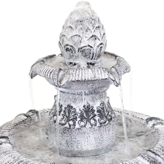 Sunnydaze 50"H Electric Fiberglass Reinforced Concrete 3-Tier Mediterranean-Inspired Outdoor Water Fountain image {3}