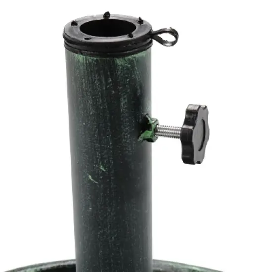 Sunnydaze Outdoor Heavy-Duty Cast Iron Decorative Design Patio Yard Round Umbrella Base Stand - 17" - Green image {2}