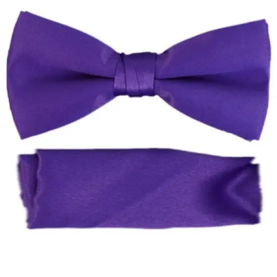 New Men's Solid Pre Tied Bow Tie and Hanky Set image {16}