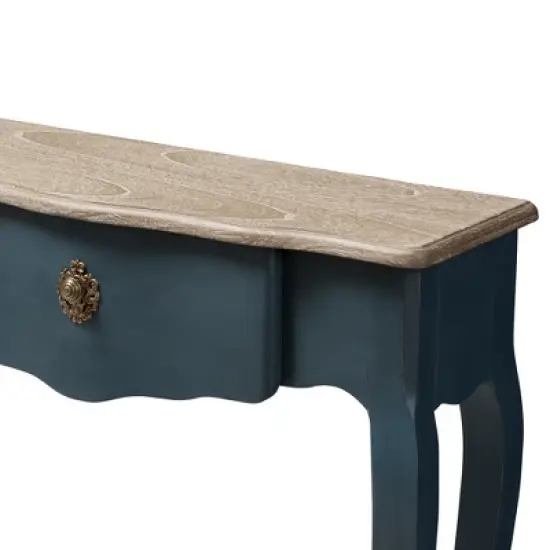 Mazarine Classic and Provincial Spruce Finished Console Table Blue - Baxton Studio image {5}