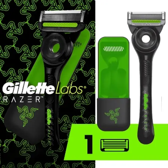 GilletteLabs Limited Black Men's 5 Blade Reusable Razor Handle with Refill and Case image {8}