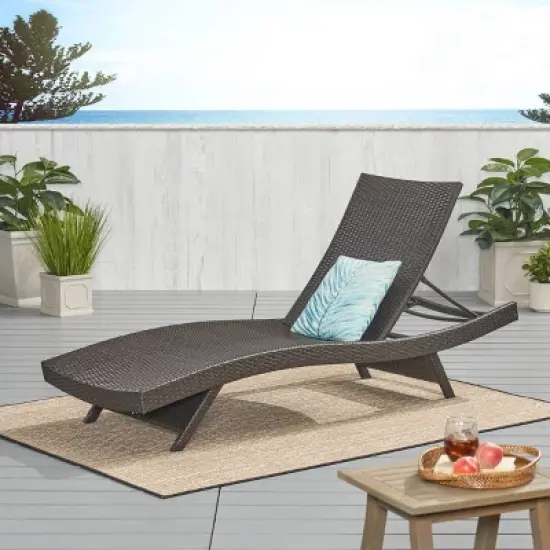 Toscana Wicker Patio Lounge - Brown - Christopher Knight Home: Adjustable, Weather-Resistant, Iron Frame image {4}
